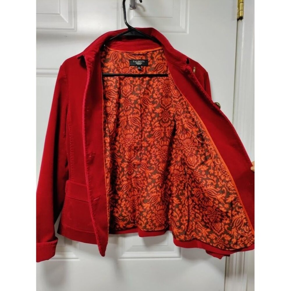 Talbots Long Sleeve Collar Button Front Corduroy Jacket Red Women's Size 16P - Picture 6 of 10